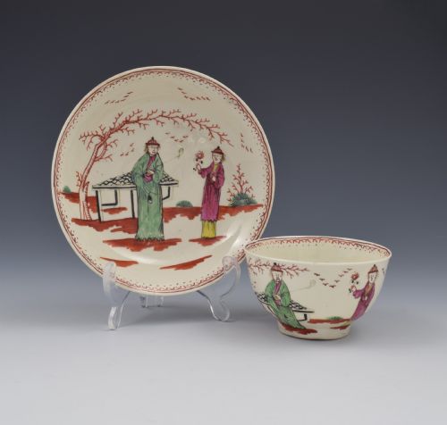 Pennington Liverpool Porcelain Smoker's Valet Tea Bowl & Saucer C.1775 Mandarin / Chinoiserie Pattern