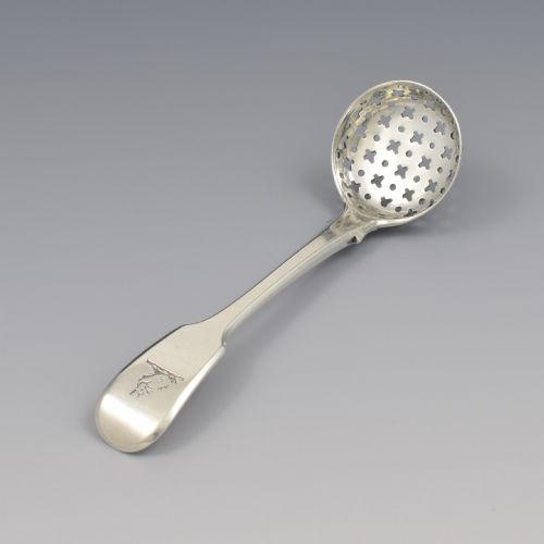 Georgian Silver Fiddle Pattern Spice Sifter Spoon