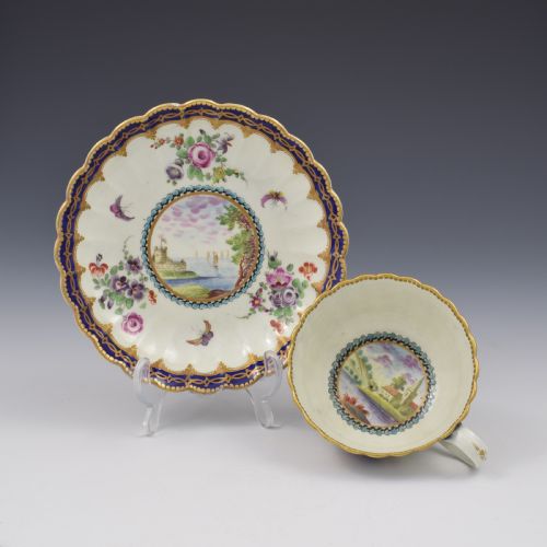 fig 1. First Period Worcester Porcelain Fluted Dalhousie Cup & Saucer c.1780