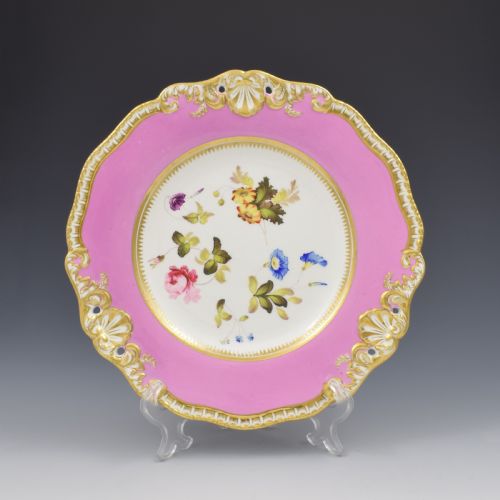 H & R Daniel Porcelain Second Gadroon Pierced Pink Dessert Plate C.1825