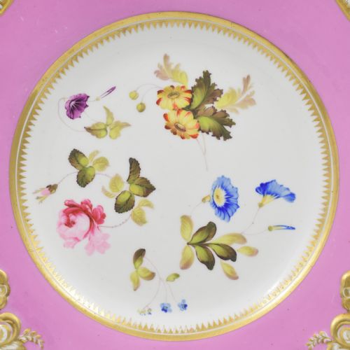 fig 1. H & R Daniel Porcelain Second Gadroon Pierced Pink Dessert Plate c.1825