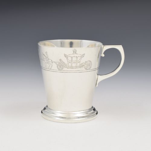 Unusual Coronation Procession Silver Christening Cup 1934