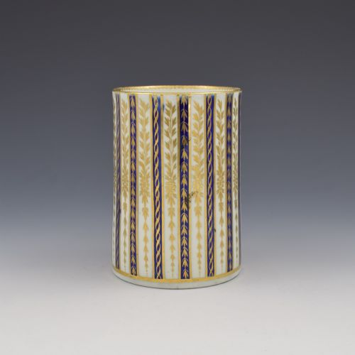 fig 1. Large First Period Worcester Porcelain Striped Mug / Tankard c.1785