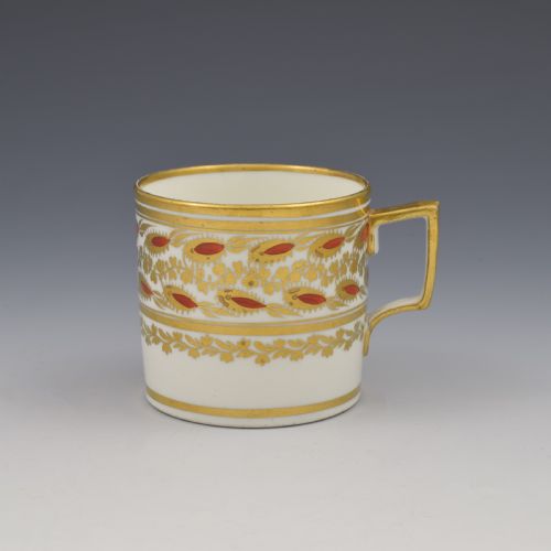 Georgian Coalport Porcelain Coffee Can French / Square Handle C.1805