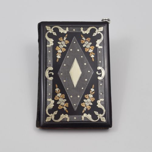 French Lacquered Silver & Gold Inlay Aide Memoire Sampson Mordan Silver & Citrine Pencil