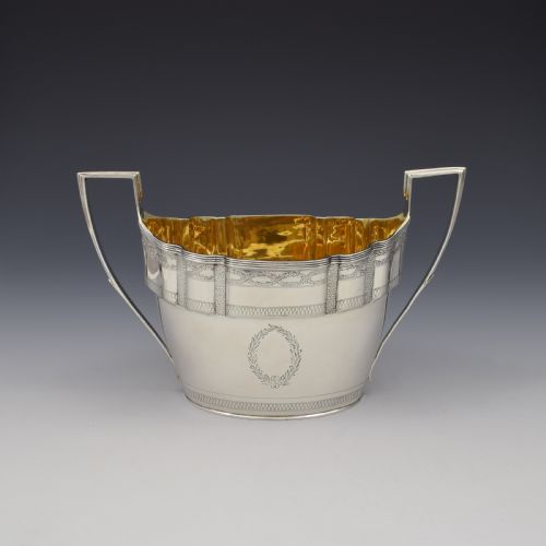George III Large Silver Twin Handled Sugar Bowl / Bonbon Basket 1798 Georgian