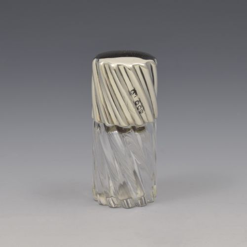 Victorian Spiral Fluted Silver & Cut Glass Scent Perfume Bottle Sampson Mordan & Co.