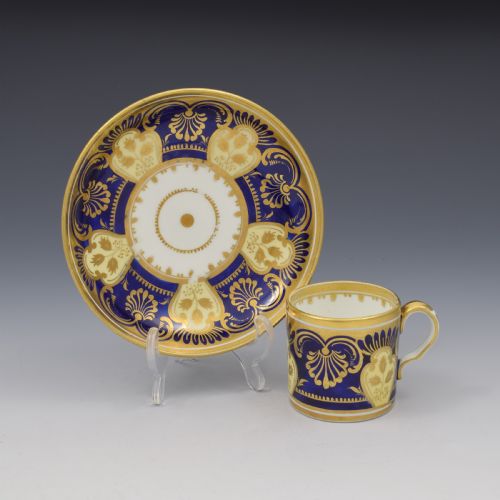 Rare Davenport Porcelain Small Coffee Can & Saucer C.1830
