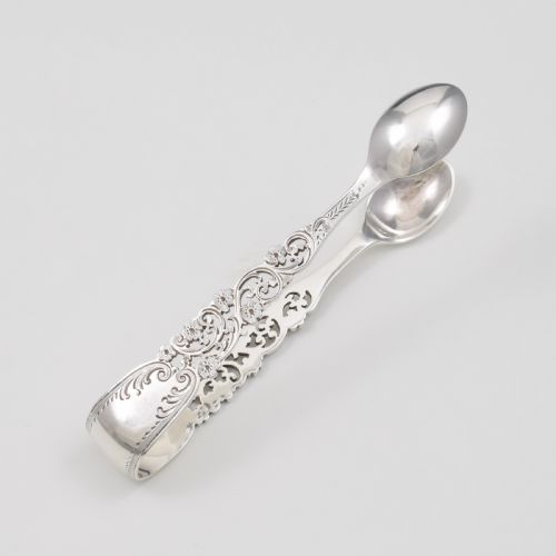 Fine & Pretty Pair of Victorian Art Nouveau Pierced Silver Sugar Tongs