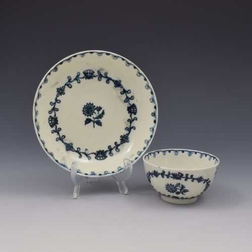 Liverpool Pennington Porcelain Tea Bowl & Saucer Scallop Shell & Flower Pattern C.1775