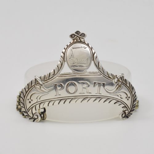 fig 1. Fine Georgian Silver Hester Bateman Port Decanter Wine Label c.1780