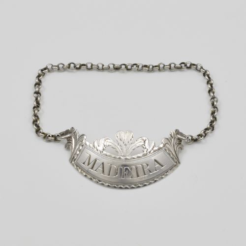 Georgian Silver Hester Bateman Prince of Wales Feathers Madeira Decanter Wine Label C.1786
