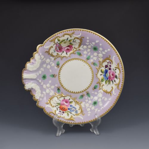 fig 1. Regency English Ridgway Porcelain Acanthus Moulded Lilac Shell Dessert Dish c.1815