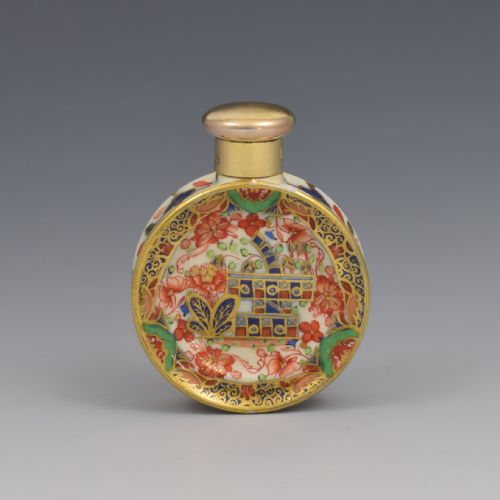Sampson Mordan & Co. Silver Gilt & Imari Porcelain Scent Perfume Bottle Spode 967