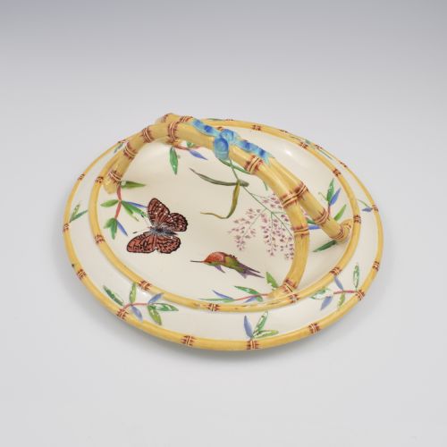 victorian wedgwood aesthetic period bamboo card tray basket - CATEGORY: ANTIQUE CERAMICS - DATED VICTORIAN