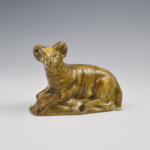 GEORGIAN PRATTWARE POTTERY FIGURE OF A RAM C1800