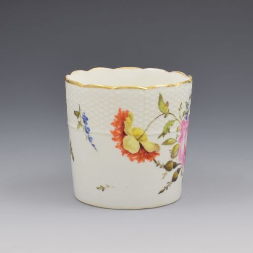fig 1. Fine Georgian Derby Porcelain Bastetweave Coffee Can c.1820