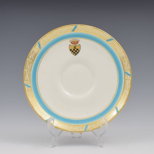 fig 1. Royal Worcester Porcelain Armorial Pedestal Cup & Saucer Spanish Coronet