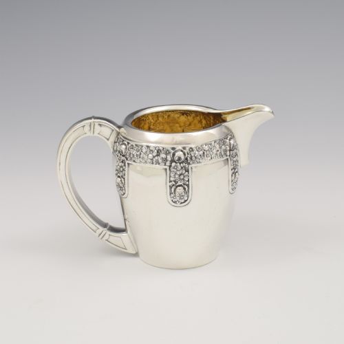 fig 1. Pretty Art Nouveau Floral Silver Milk / Cream Jug German Jugendstil 