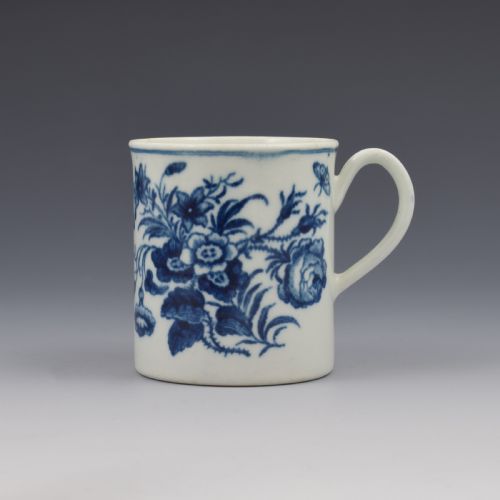 Rare First Period Worcester Porcelain Small Coffee Can Three Flowers Pattern C.1770
