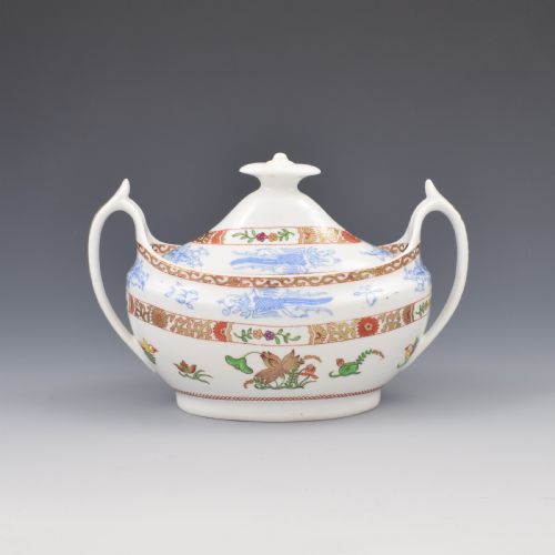 Fine Regency Spode Porcelain Oval Sucrier / Sugar Box Pattern 2638 C.1820