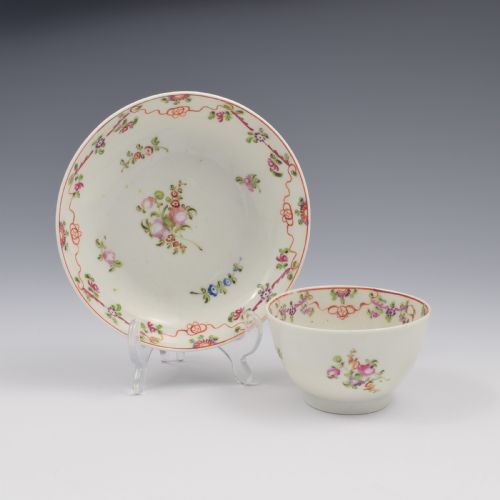 Georgian New Hall Porcelain Tea Bowl & Saucer Knitting Wool Pattern 195 C.1795-1800