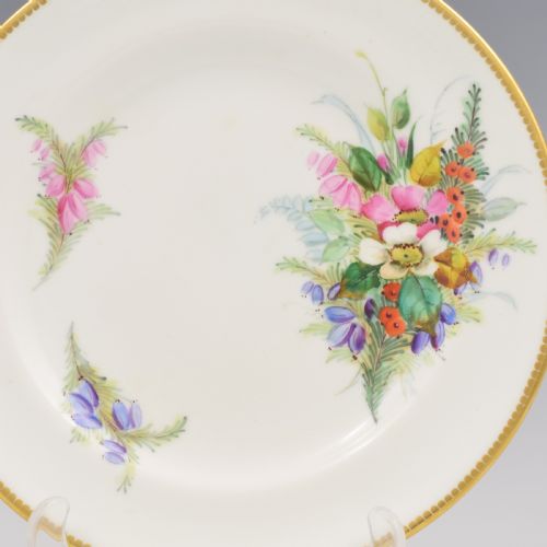 fig 1. Fine Victorian Royal Worcester Sandwich / Tea Plate Hand Painted Autumnal Floral 8173