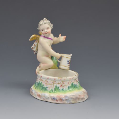 FINE KPM BERLIN PORCELAIN FIGURAL TABLE SALT CUPID WELL C1870 PUTTO PUTTI CHERUB - ADDITIONAL PHOTO 1