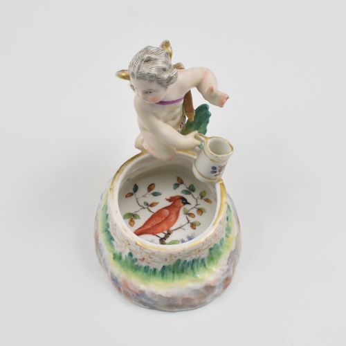 FINE KPM BERLIN PORCELAIN FIGURAL TABLE SALT CUPID WELL C1870 PUTTO PUTTI CHERUB - ADDITIONAL PHOTO 8