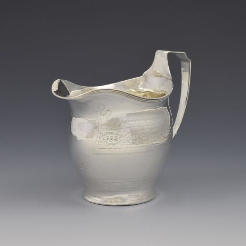 fig 1. Pretty Georgian Silver Bright Cut Engraved Cream / Milk Jug 1802