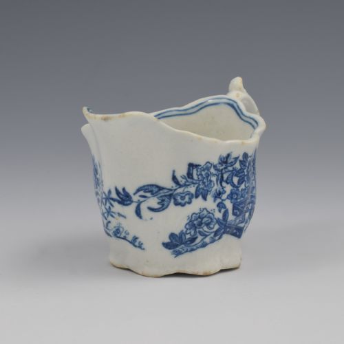 fig 1. Caughley Porcelain Blue & White Fence Low Chelsea Ewer Cream Boat c.1780