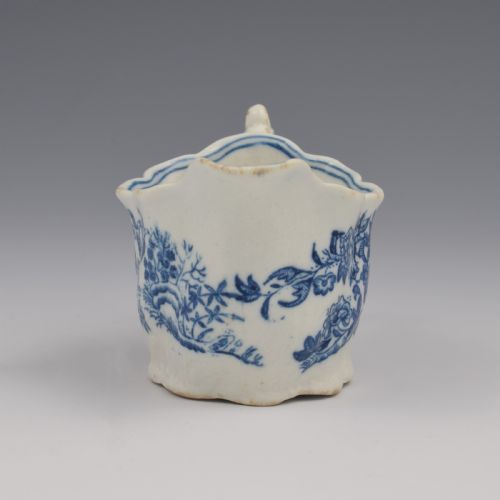 fig 2. Caughley Porcelain Blue & White Fence Low Chelsea Ewer Cream Boat c.1780