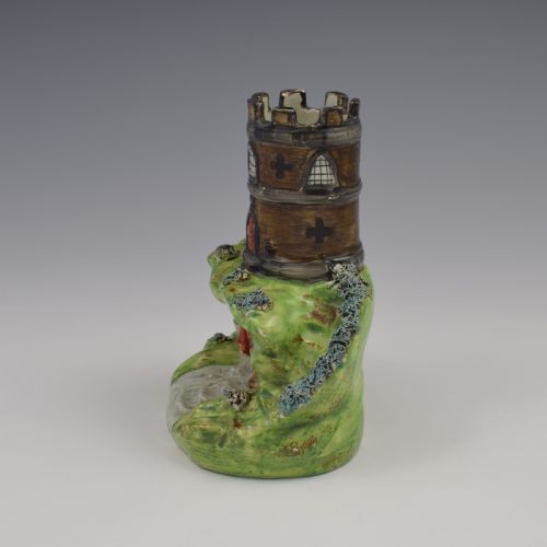 RARE REGENCY WALTON STAFFORDSHIRE PEARLWARE POTTERY TURRET BRIDGE SPILL VASE - ADDITIONAL PHOTO 4
