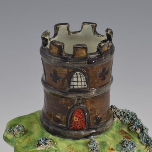 RARE REGENCY WALTON STAFFORDSHIRE PEARLWARE POTTERY TURRET BRIDGE SPILL VASE - ADDITIONAL PHOTO 8
