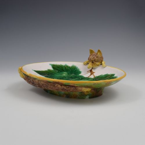 STUNNING RARE GEORGE JONES MAJOLICA PINK FOX TRAY MODEL 2272 C1869 - ADDITIONAL PHOTO 9