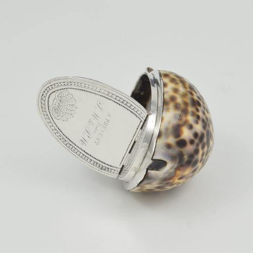 fig 1. Stunning Rare Georgian Silver Mounted Cowrie Shell Snuff Box c.1800
