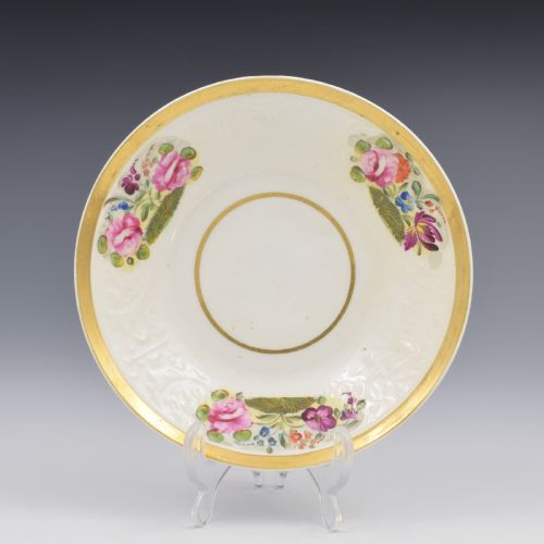 fig 1. Pretty New Hall Porcelain Press Moulded Cup & Saucer c.1825