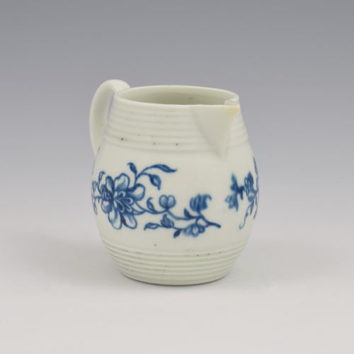 fig 1. Rare Early Worcester Porcelain Blue & White Early Peony Print Cream Jug c.1758
