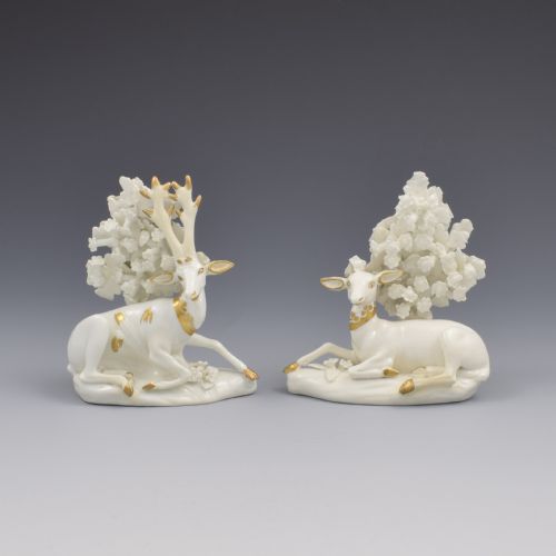 Lovely Pair of Bloor Derby Porcelain Figures Stag & Doe C.1820 Deer
