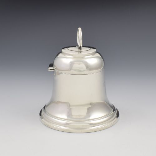 FINE LARGE ANTIQUE ART DECO STERLING SILVER BELL INKWELL 1912 - ADDITIONAL PHOTO 3