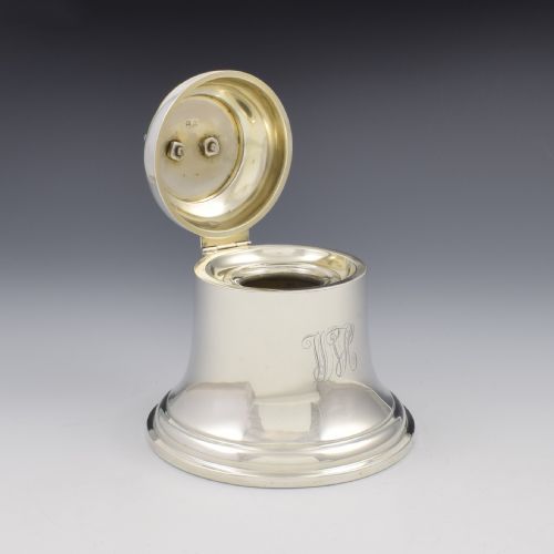 FINE LARGE ANTIQUE ART DECO STERLING SILVER BELL INKWELL 1912 - ADDITIONAL PHOTO 6