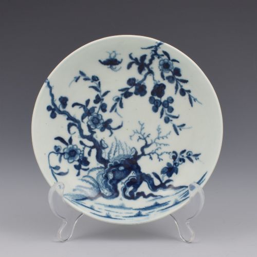 fig 1. Lovely First Period Worcester Porcelain Prunus Root Tea Bowl & Saucer c.1760