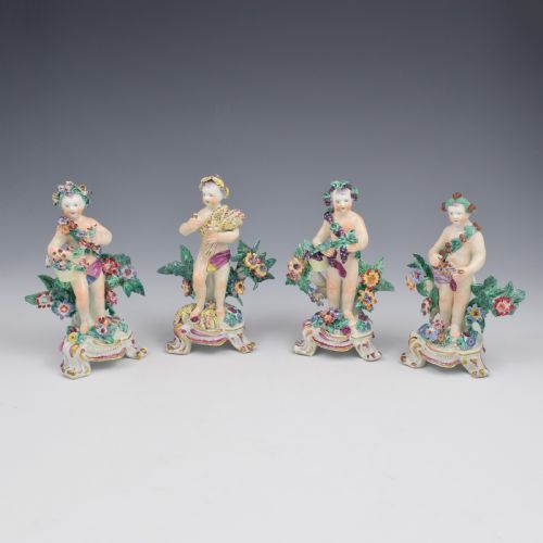 Bow Porcelain Allegorical Figures Rare Set Of Four Seasons As Standing Putti c.1765