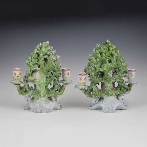 RARE PAIR OF LARGE DERBY PORCELAIN BOCAGE CANDLESTICK FIGURES LIBERTY MATRIMONY AS CHILDREN - ADDITIONAL PHOTO 3