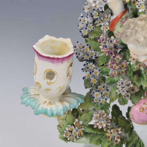 RARE PAIR OF LARGE DERBY PORCELAIN BOCAGE CANDLESTICK FIGURES LIBERTY MATRIMONY AS CHILDREN - ADDITIONAL PHOTO 10