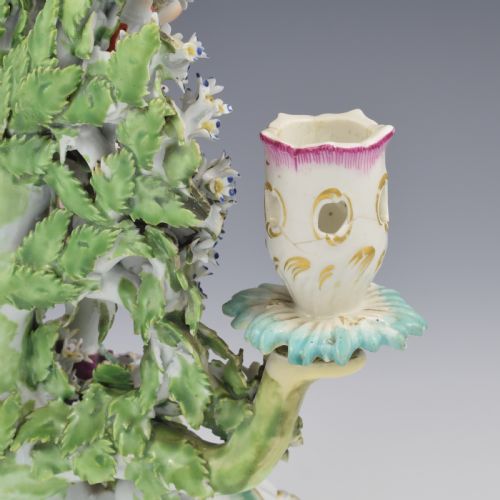 RARE PAIR OF LARGE DERBY PORCELAIN BOCAGE CANDLESTICK FIGURES LIBERTY MATRIMONY AS CHILDREN - ADDITIONAL PHOTO 11