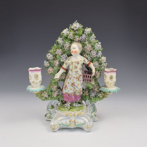 RARE PAIR OF LARGE DERBY PORCELAIN BOCAGE CANDLESTICK FIGURES LIBERTY MATRIMONY AS CHILDREN - ADDITIONAL PHOTO 13