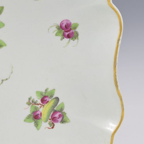 DR WALL FIRST PERIOD WORCESTER PORCELAIN SPOTTED FRUIT SQUARE LOBED DESSERT DISH C1775 - ADDITIONAL PHOTO 7