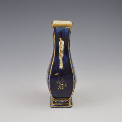RARE CHELSEA PORCELAIN GOLD ANCHOR PERIOD BLUE GROUND VASE WATTEAU SCENES C17591768 - ADDITIONAL PHOTO 4