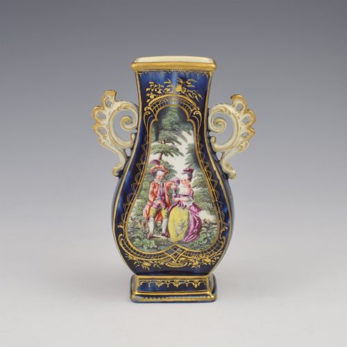 RARE CHELSEA PORCELAIN GOLD ANCHOR PERIOD BLUE GROUND VASE WATTEAU SCENES C17591768 - ADDITIONAL PHOTO 7